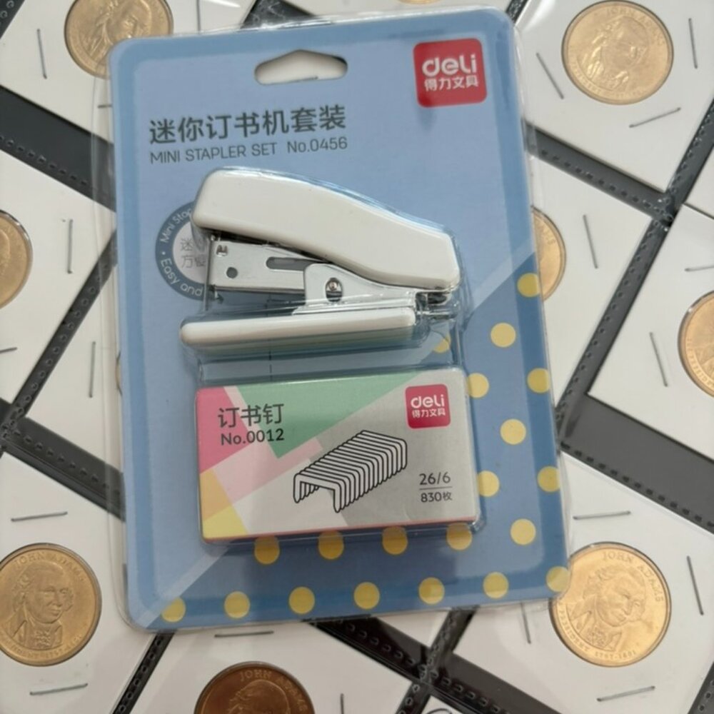 Mini Stapler and Staples Set Coin Flips Collectors Tools Crafting